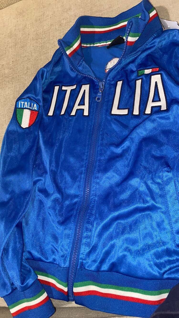 Infinity Futbol Italia Blue Track Jacket Full Zip Pockets kids 7/8